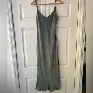 Green midi slip dress